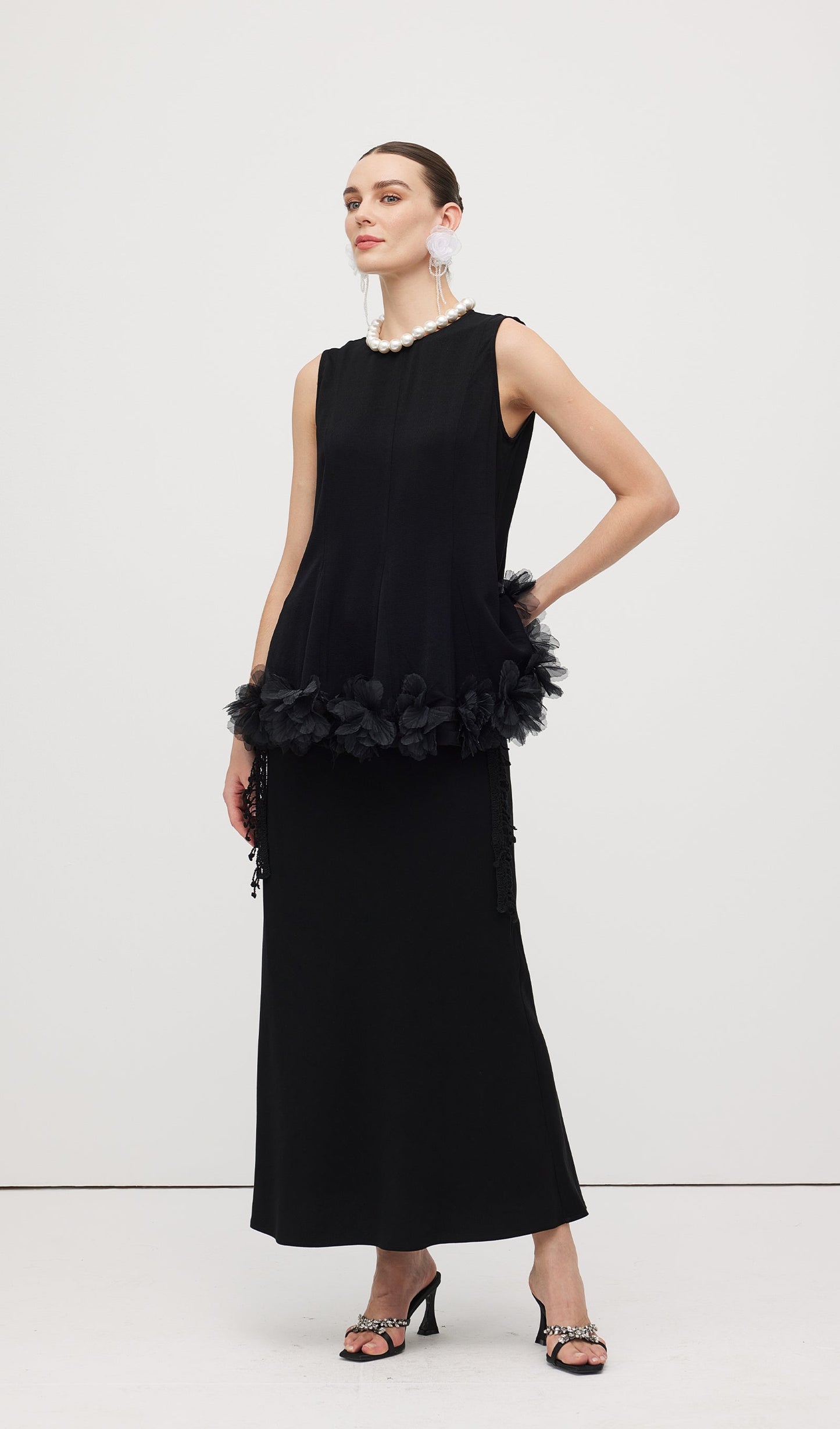 Sleeveless Ruffle Maxi Dress Sets