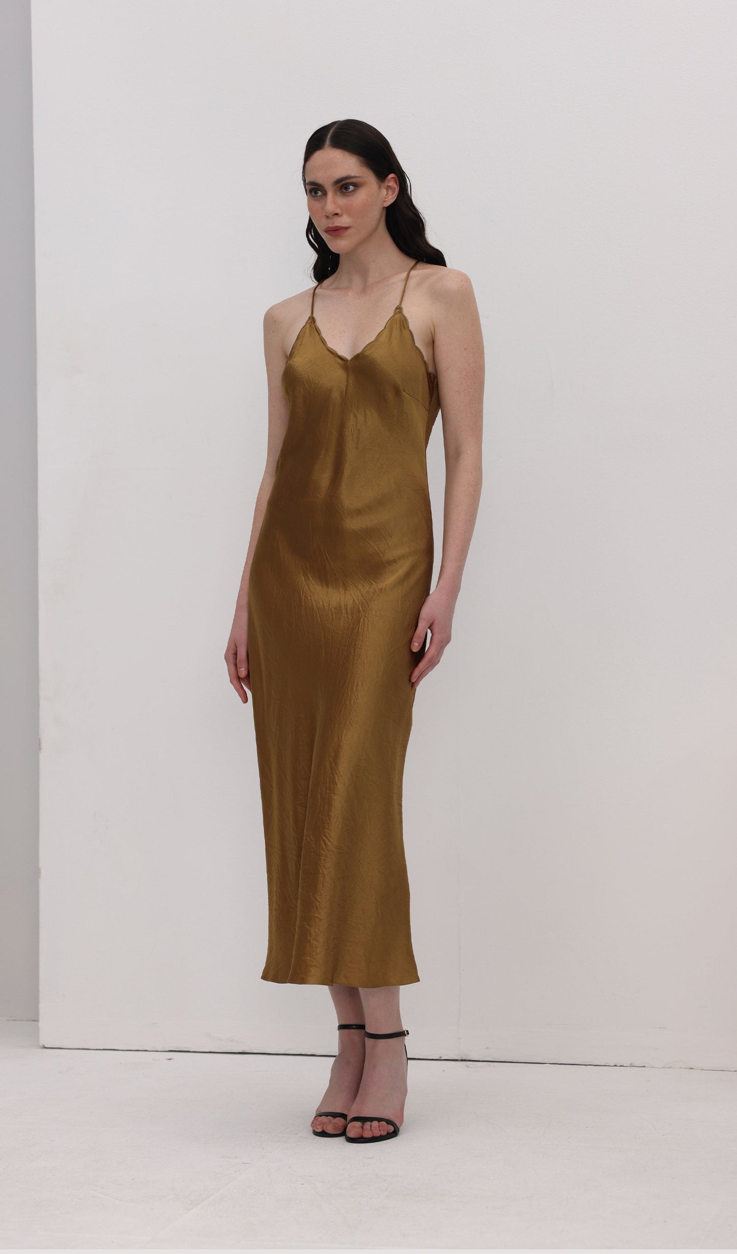 Acetate Sling Midi Dress