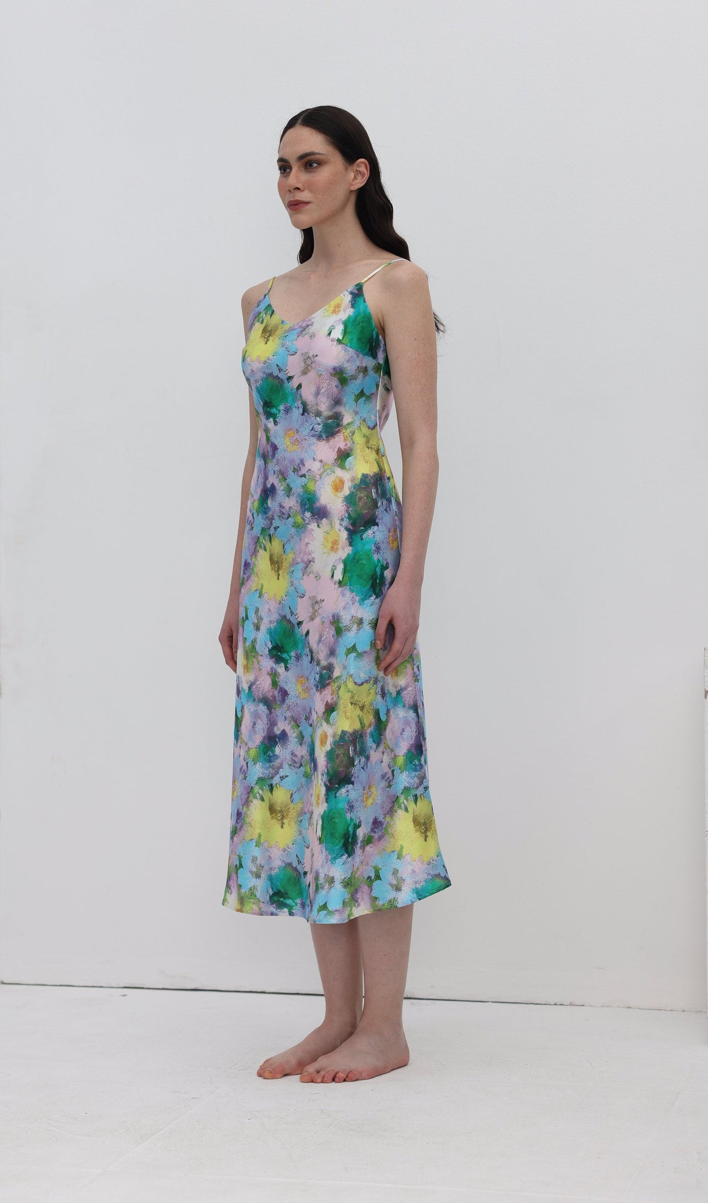 Flower Print Slip Midi Dress