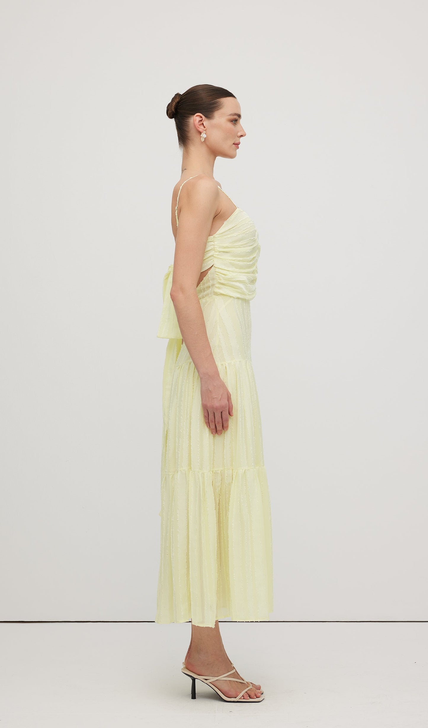 Pleated Backless Tiered Cami Midi Dress