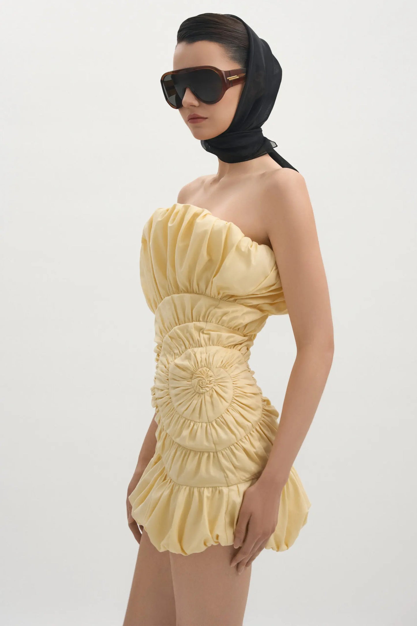 Strapless Ruched Royal Cotton Mini Dress