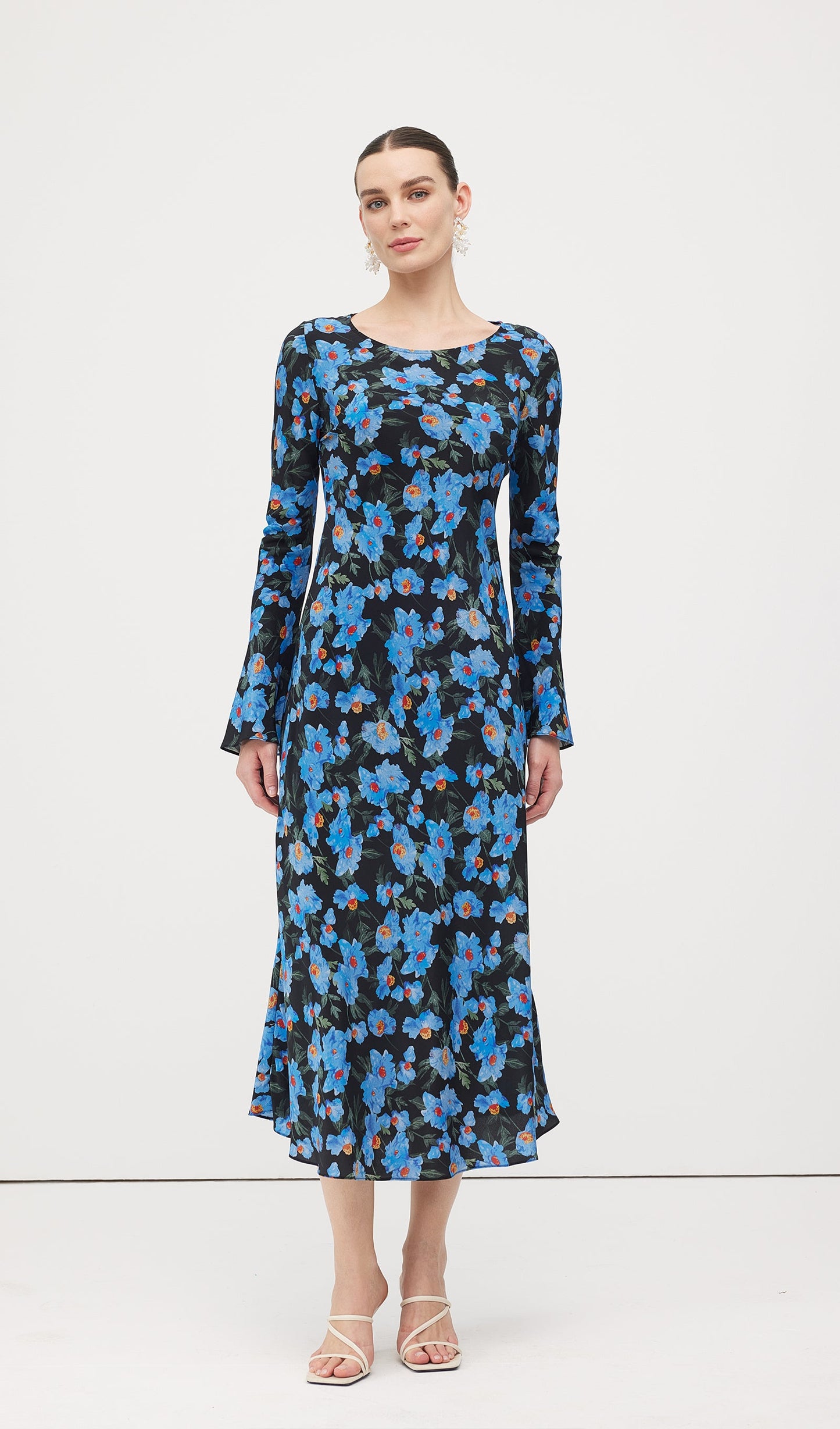 Floral Print Silk Midi Dress