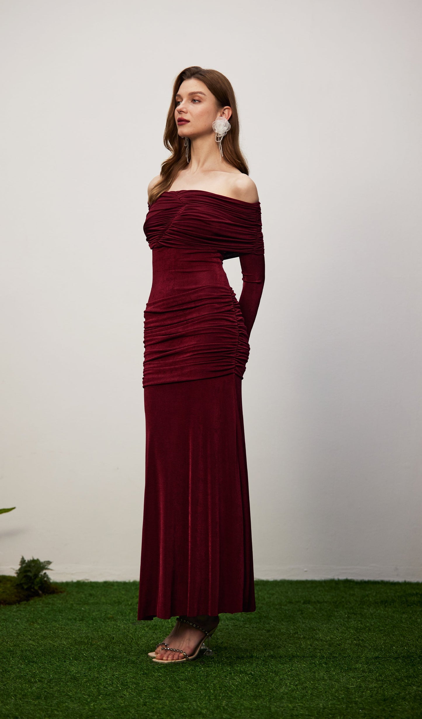 Jersey Draped Off-shoulder Maxi Dress