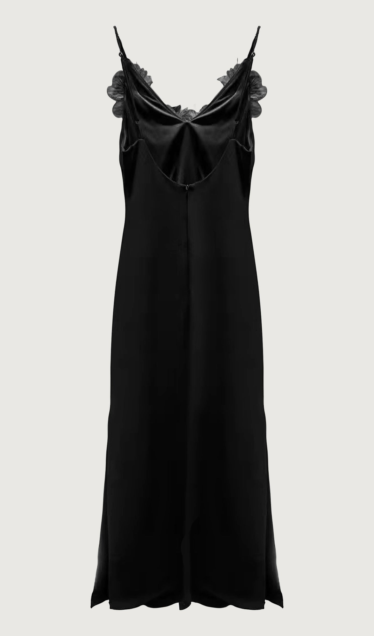 Feather Trim Slip Midi Dress