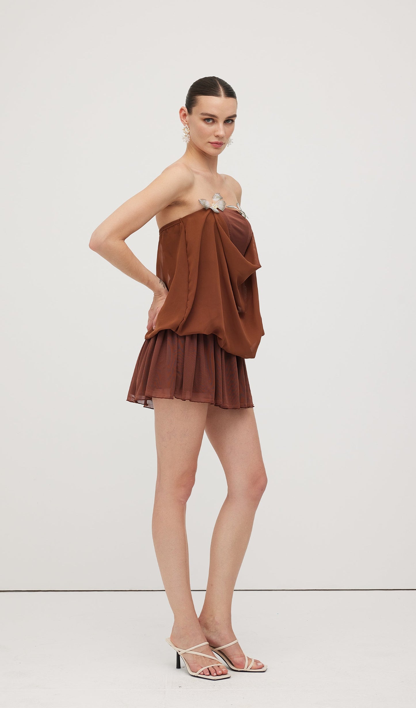 Butterfly Bandeau Wrap Mini Dress
