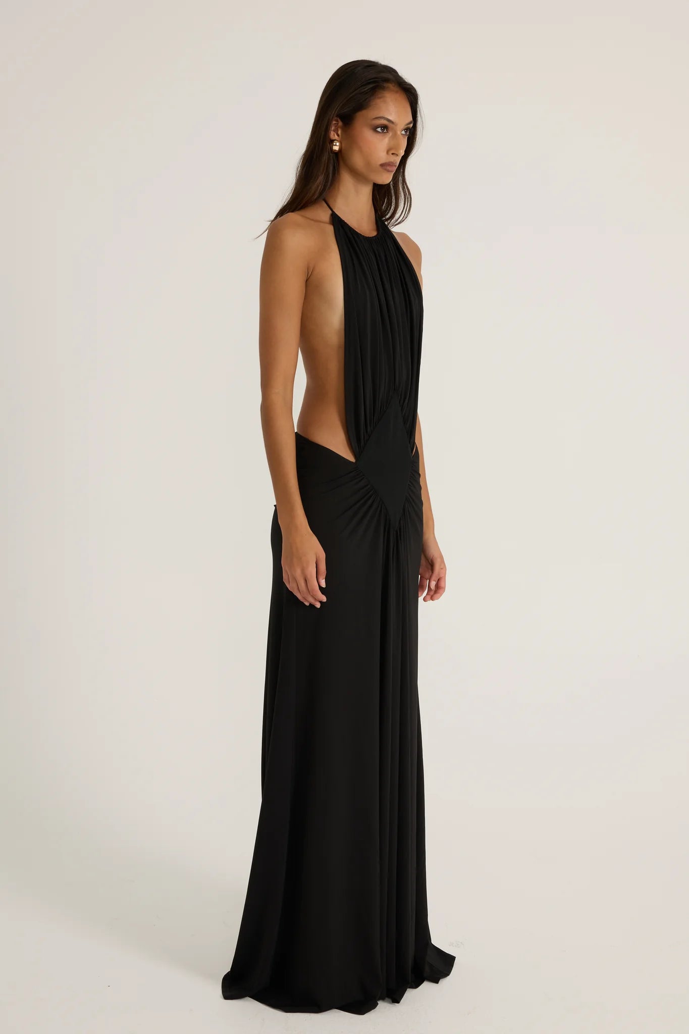 Crew-Neck Halter-Tie Backless Resort Dress