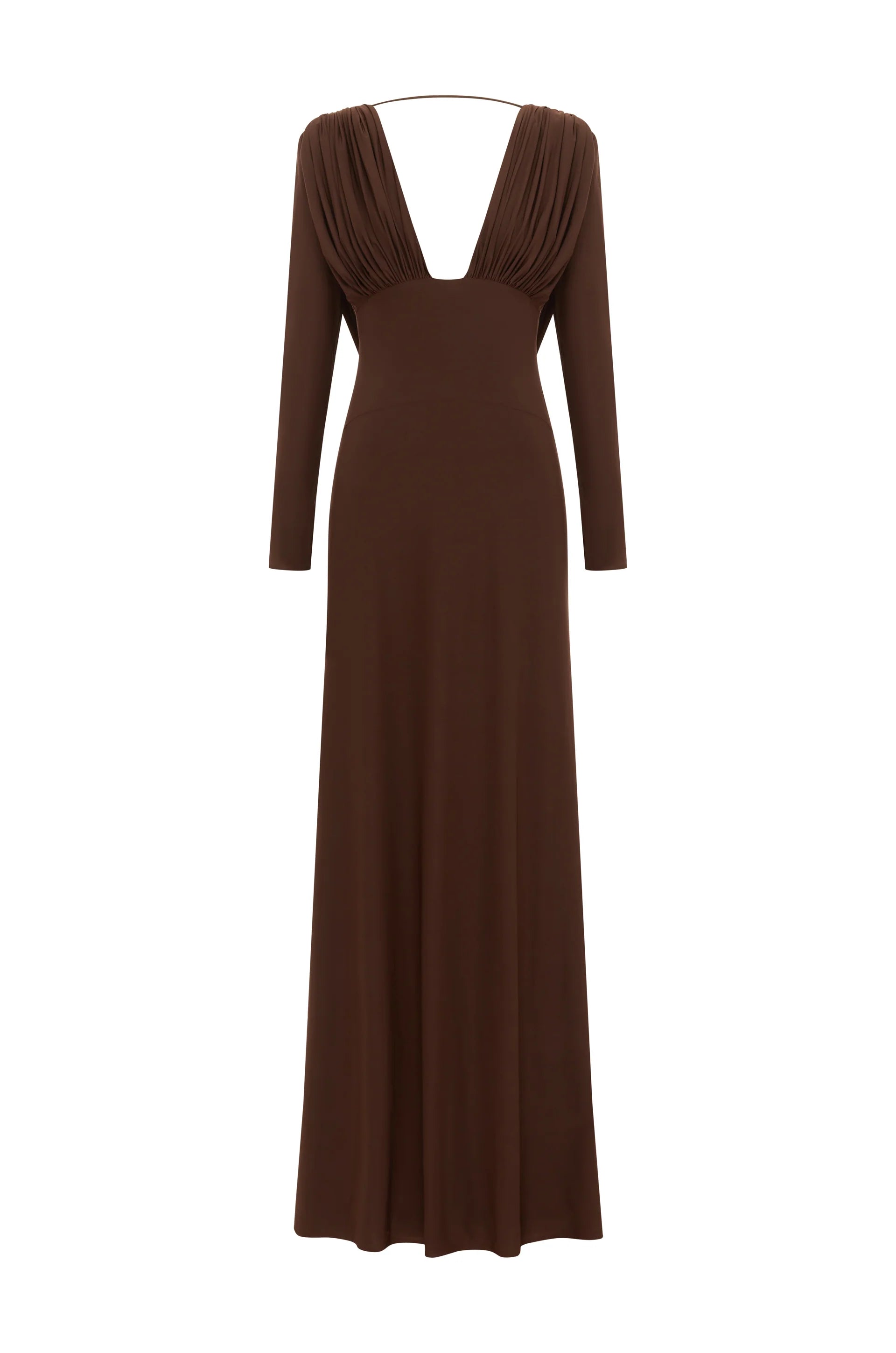 Plunging V-Neck Ruched Backless Dress