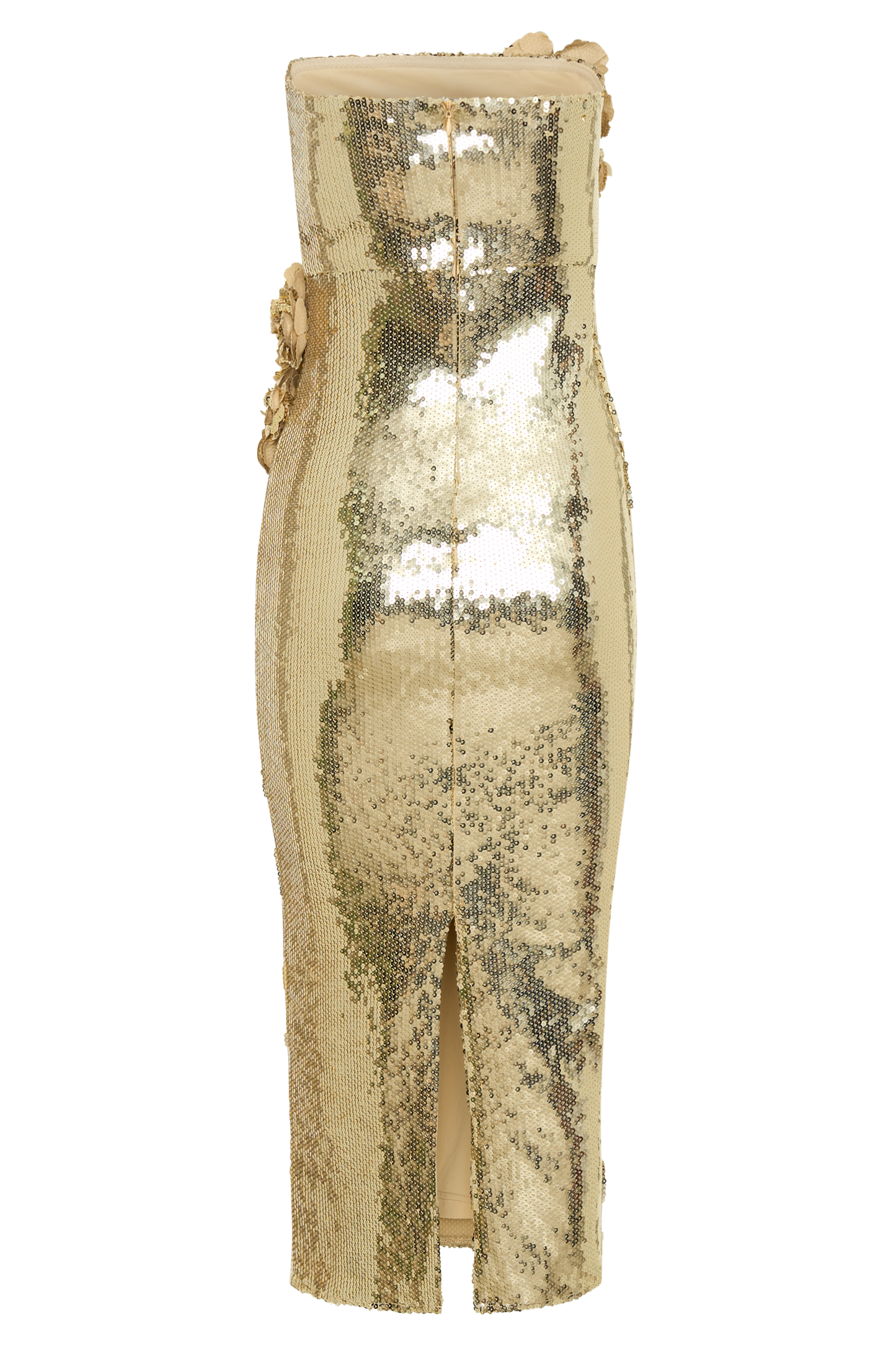 Cassia Strapless Sequin Rose Midi Dress
