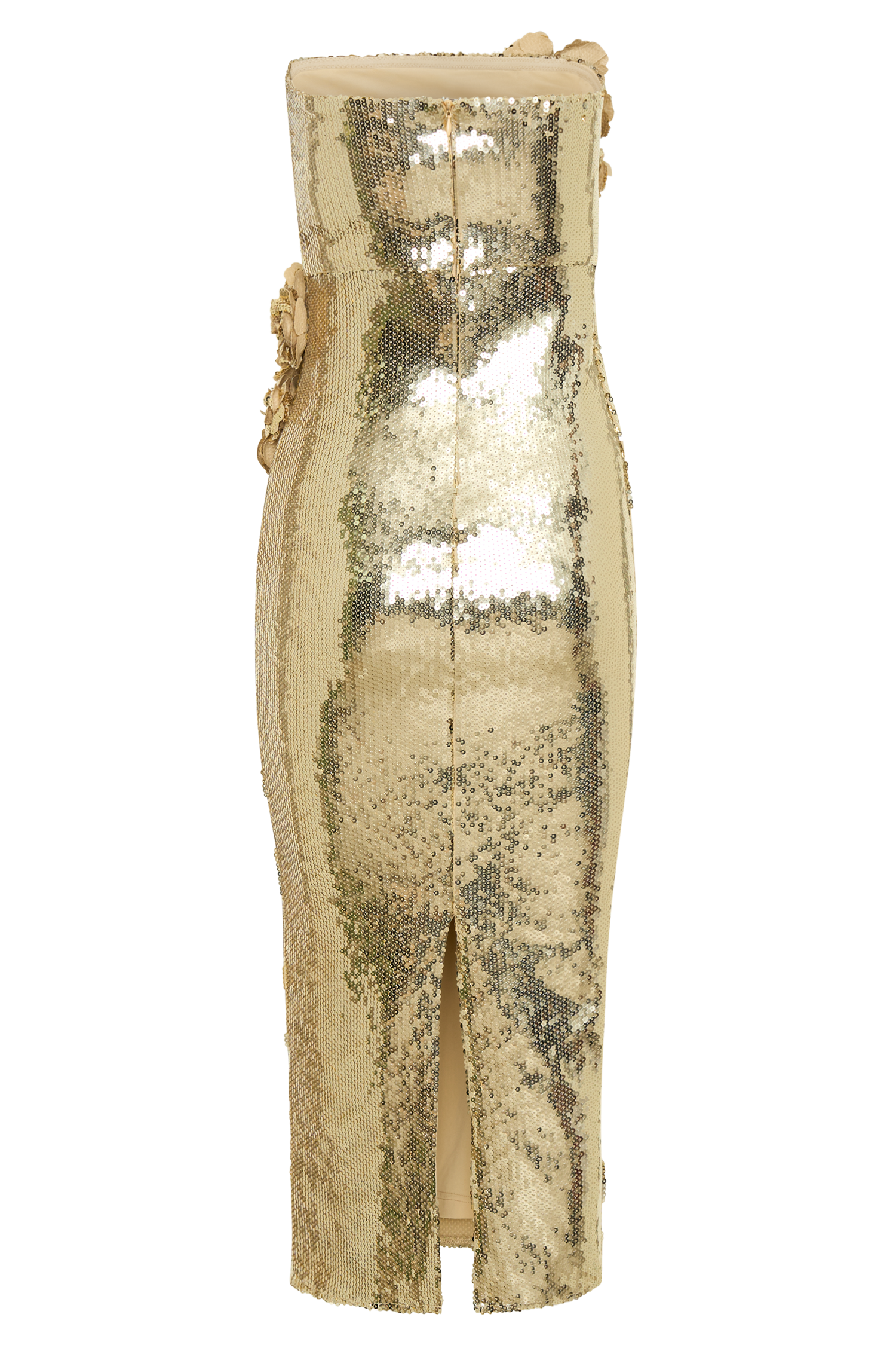 Cassia Strapless Sequin Rose Midi Dress