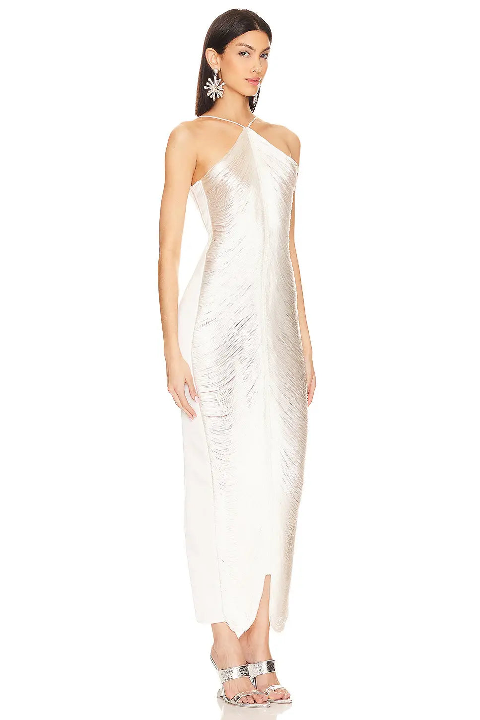 Halter Neck Metallic Fringe Dress