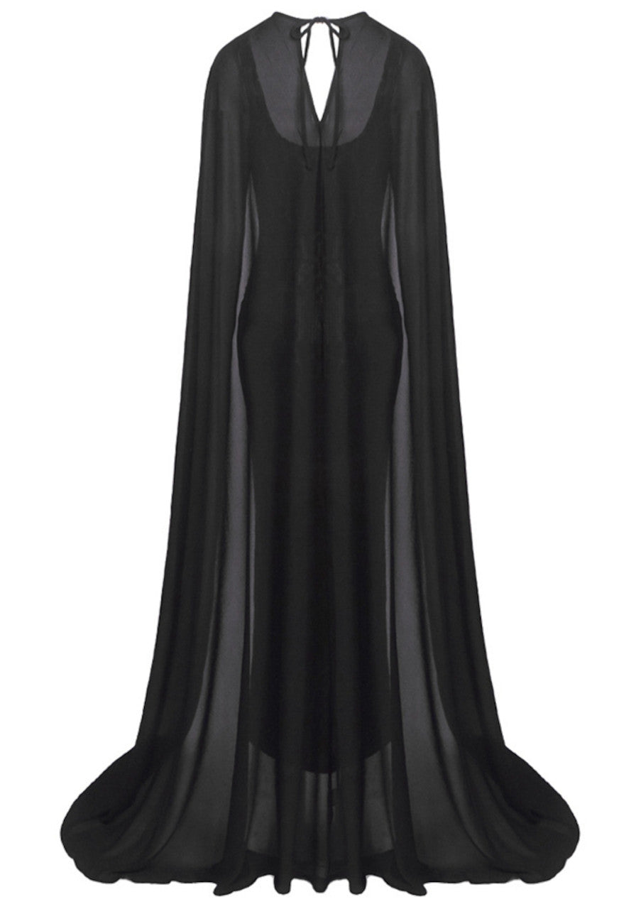 Two-Piece Sequin Leopard Spaghetti Strap Dress with Pullover Cape