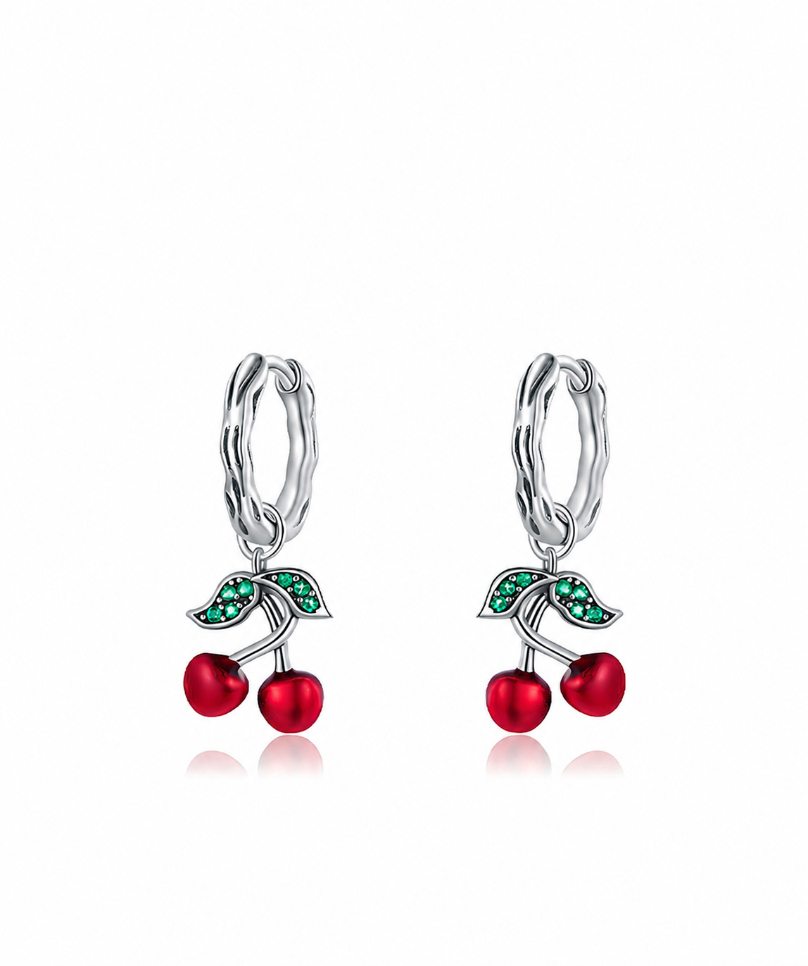 Sweet Cherry 925 Sterling Silver Drop Earrings