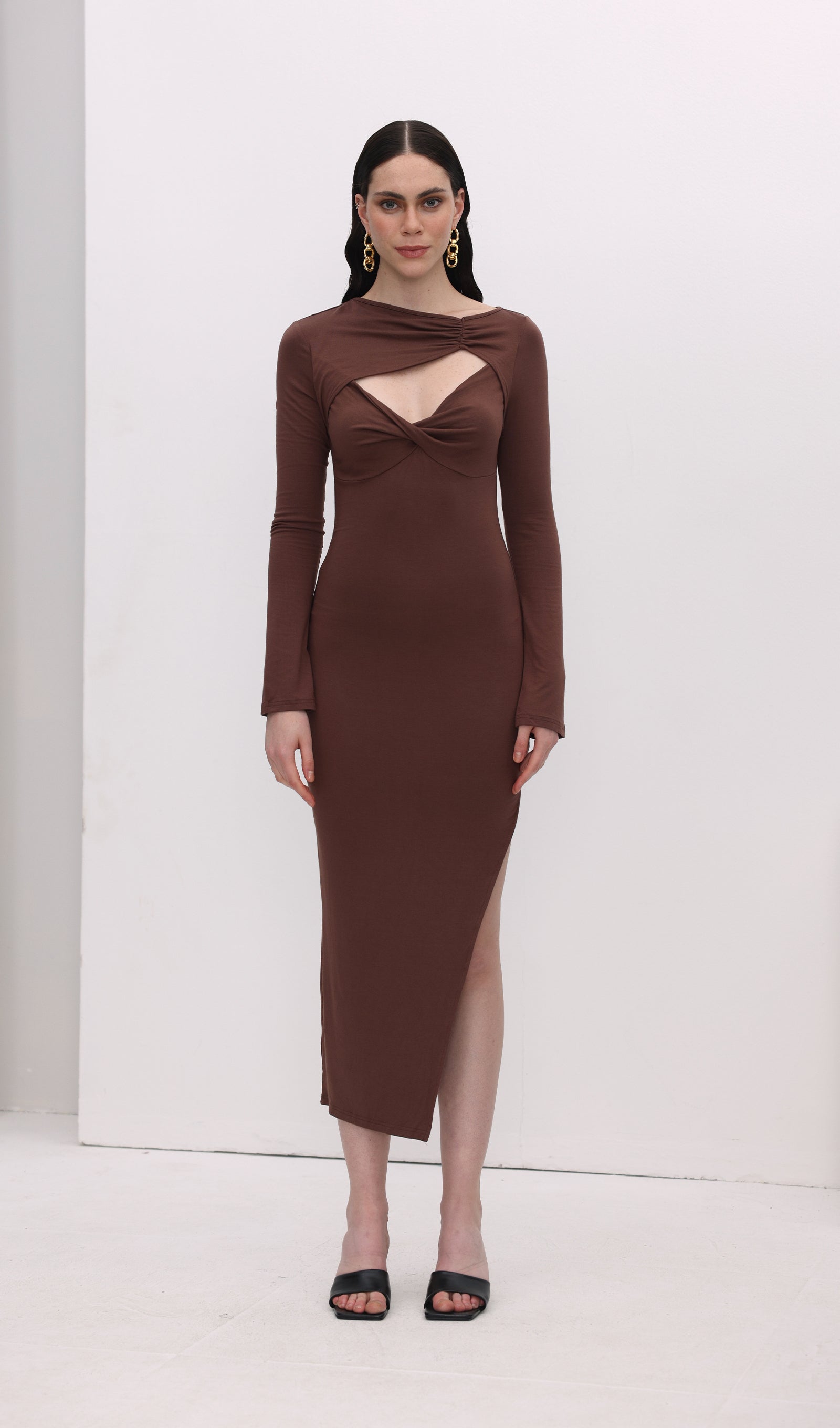 Cut Out Split Midi Dress