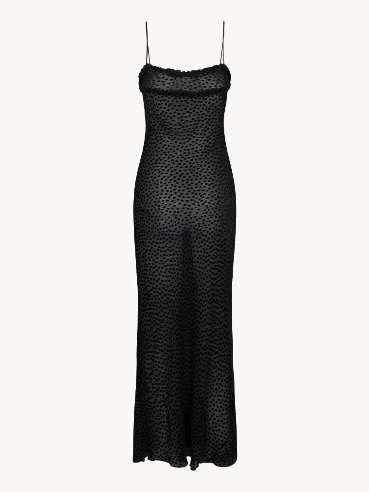 Spaghetti Strap Printed Mesh Dress