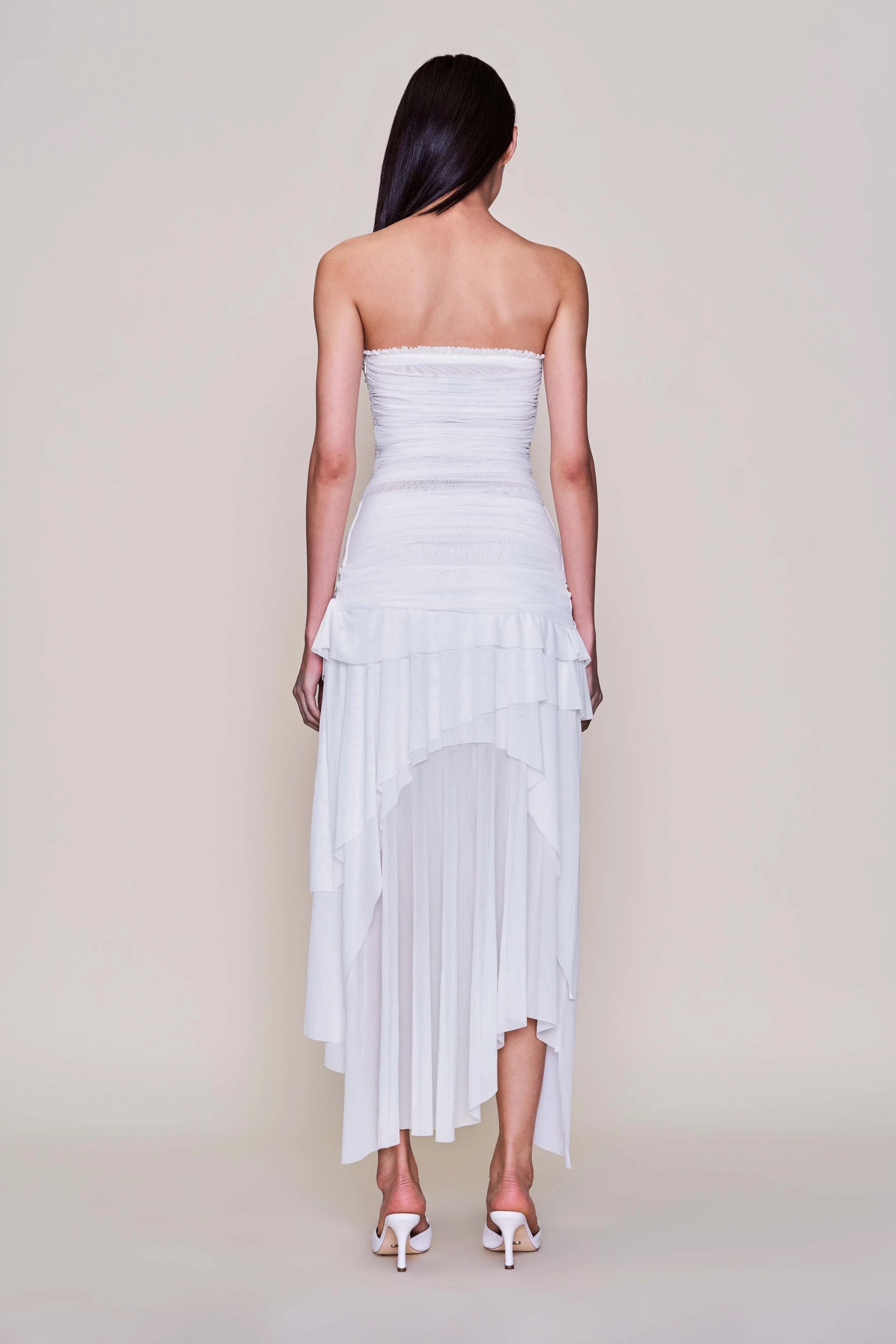 Strapless Waist Twist Front Slit Dress