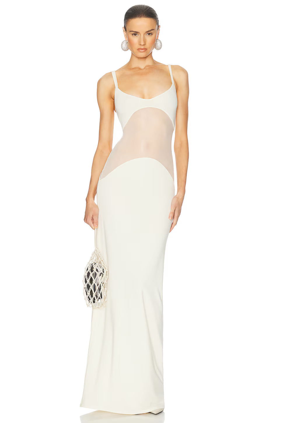 Spaghetti Strap Mesh Splicing Bodycon Dress