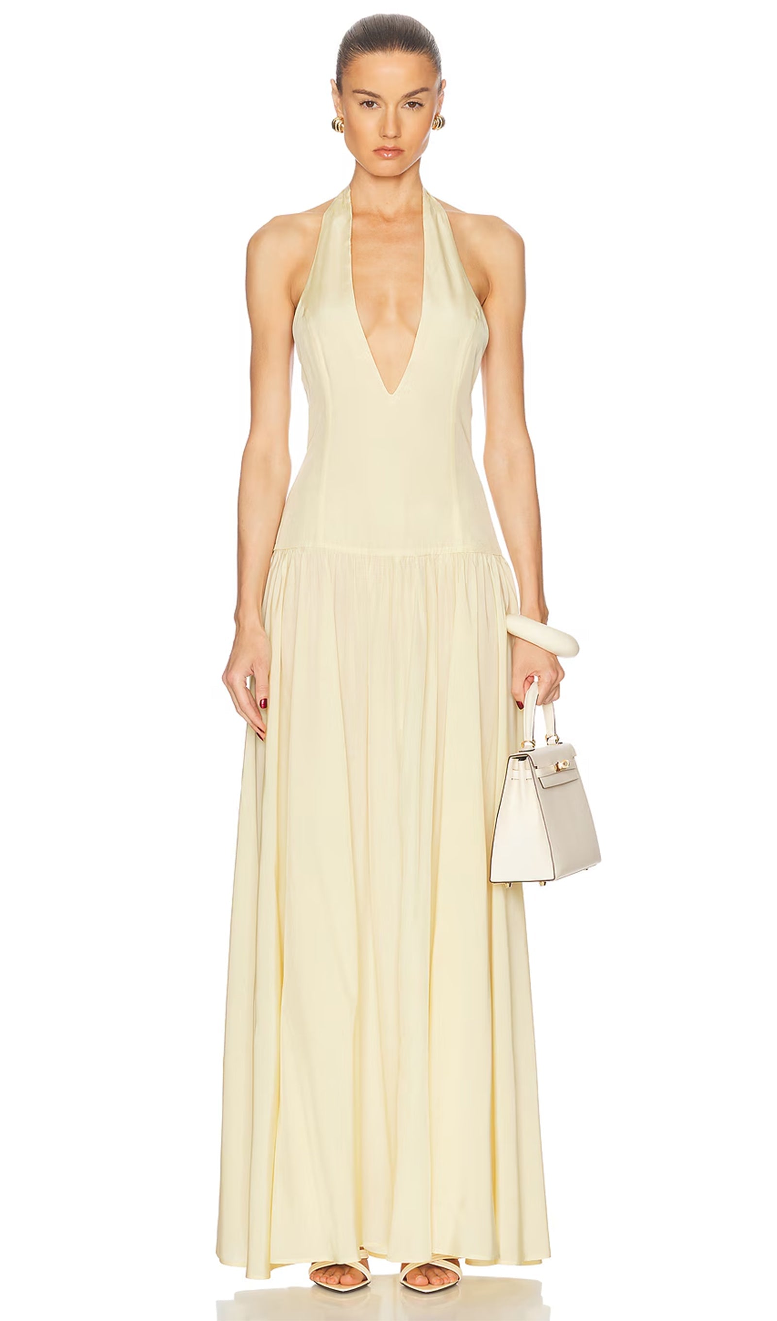 Halter V Neck Maxi Dress