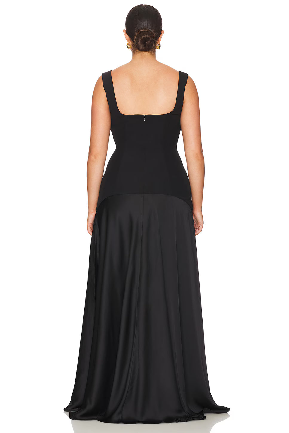 Spaghetti Strap Square-Neck Dress featuring Satin Contrast Panels
