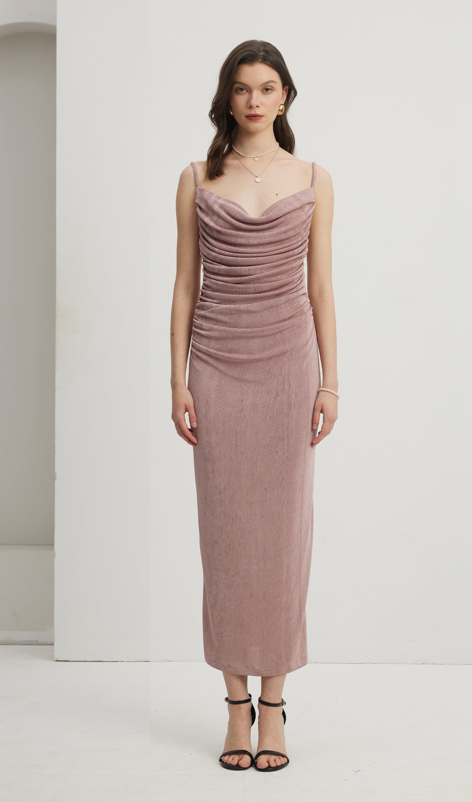 Gathered Draped Maxi Dress