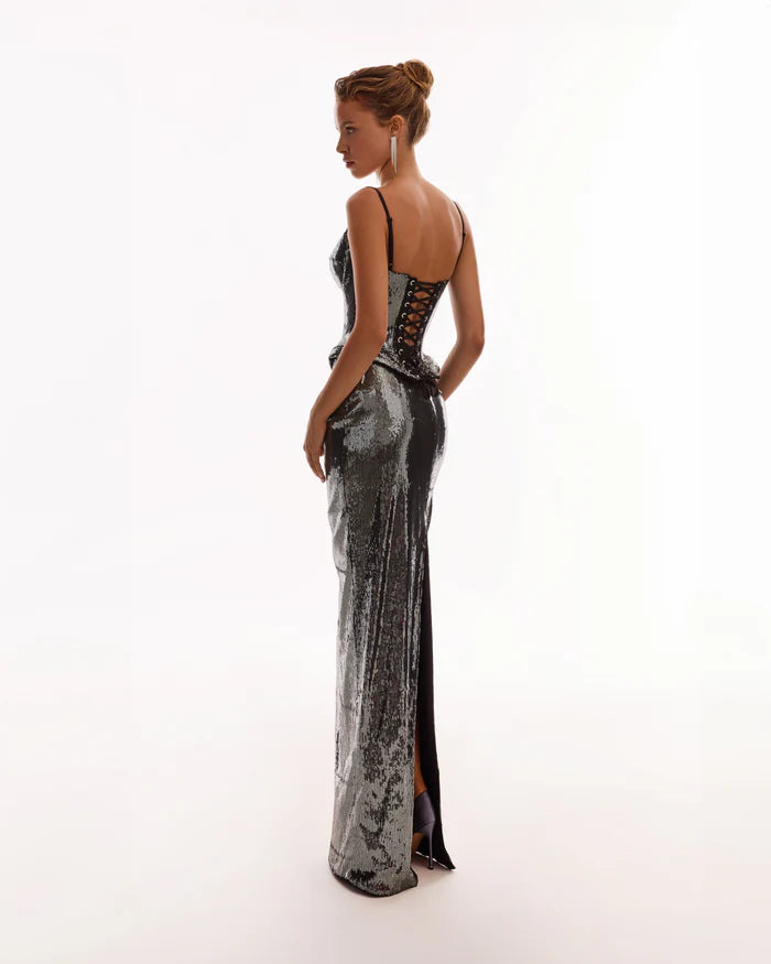 Sequin Spaghetti Strap Corset Top and Skirt Two-Piece Set