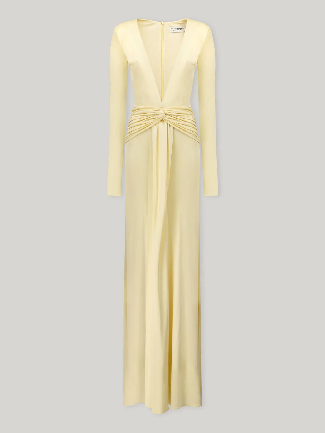 Deep V-Neck Long-Sleeve Waist Twist Draped Maxi Dress