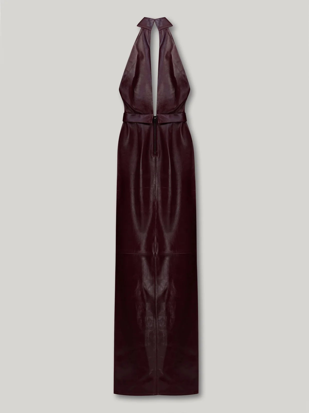 High Neck Sleeveless Front Cut-Out Leather Dress