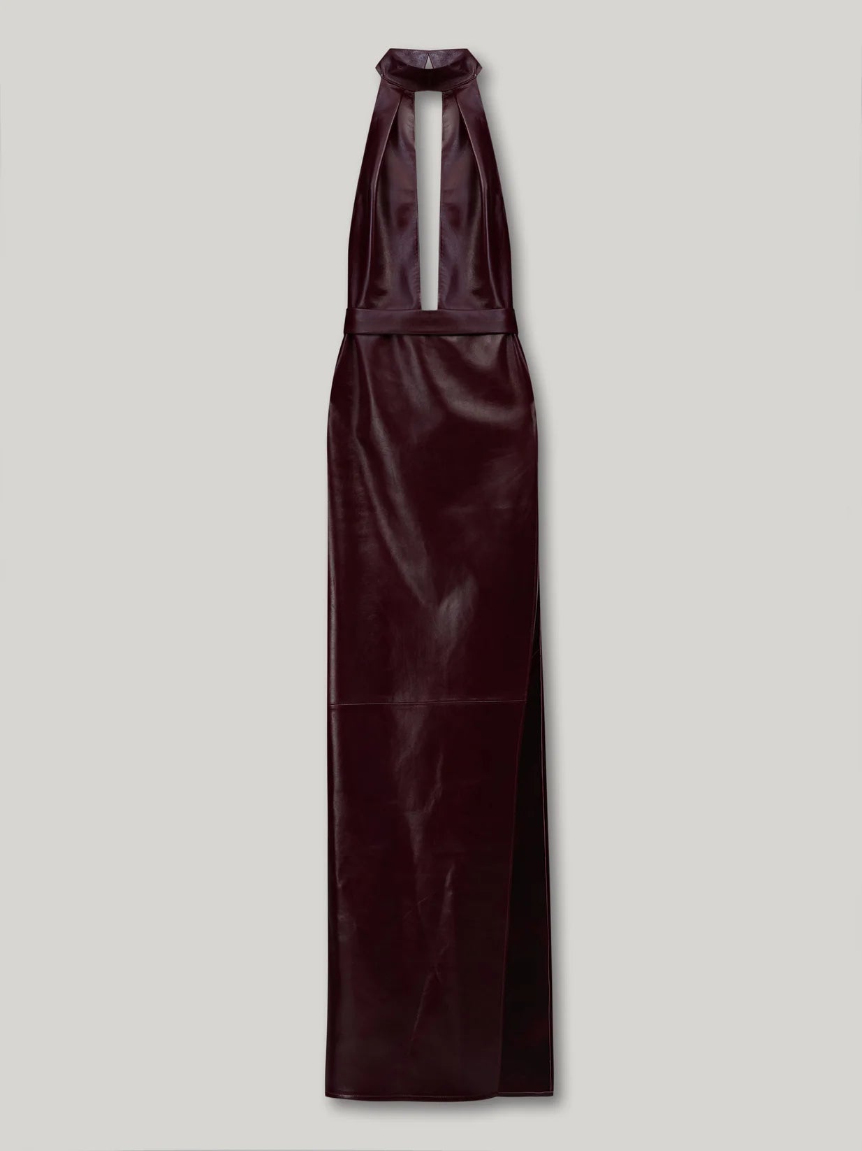 High Neck Sleeveless Front Cut-Out Leather Dress