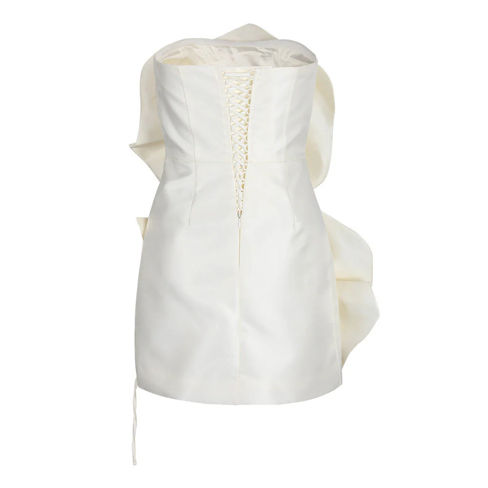Strapless 3D Flower Mini Dress