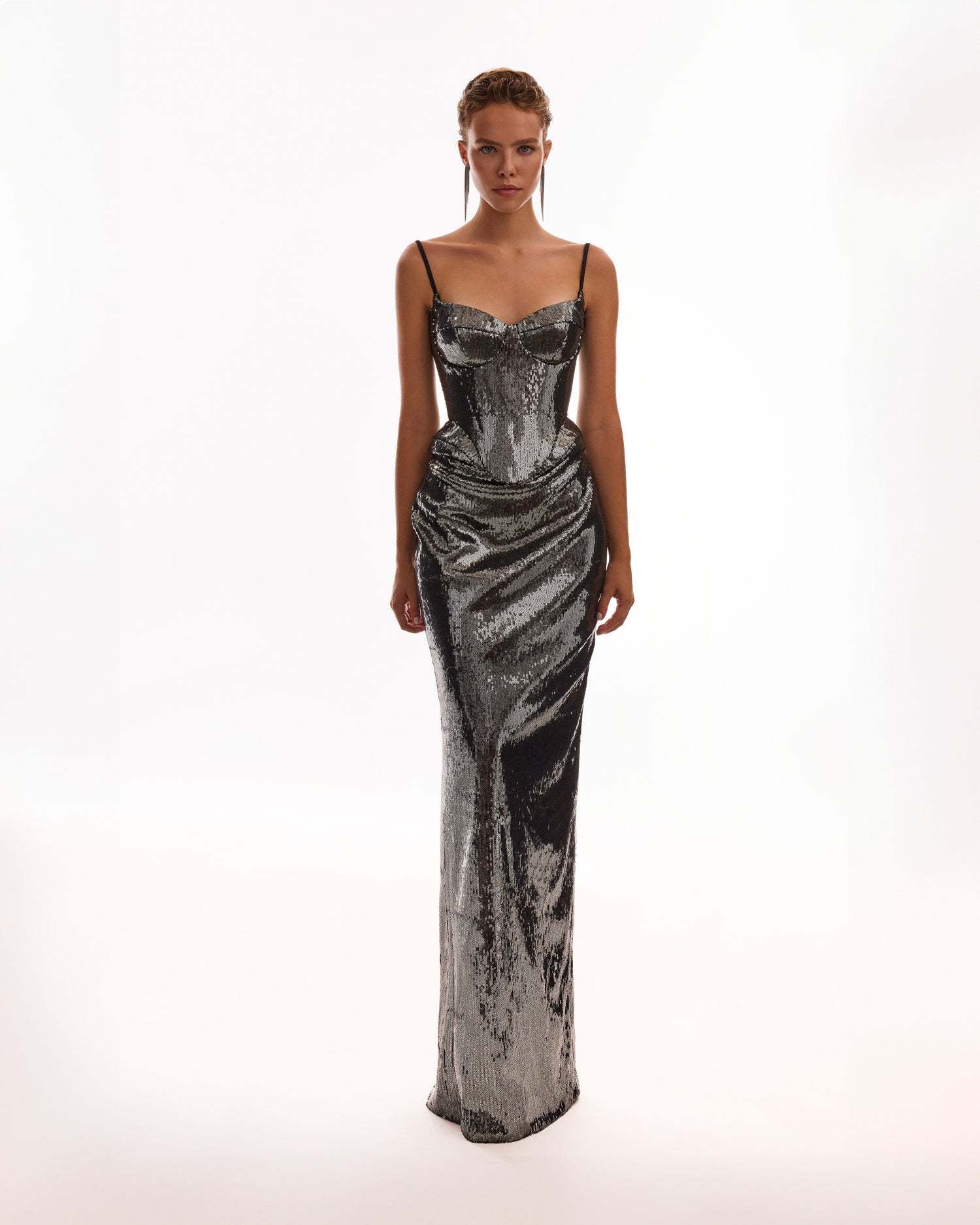 Sequin Spaghetti Strap Corset Top and Skirt Two-Piece Set