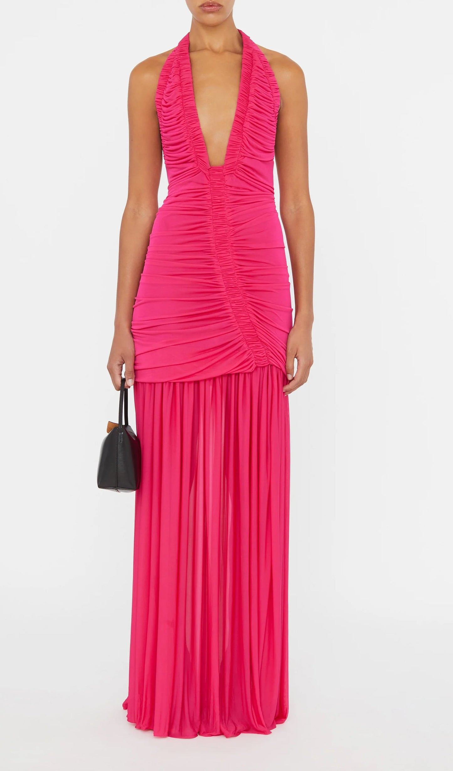 Plunging V Neckline Racerback Maxi Dress