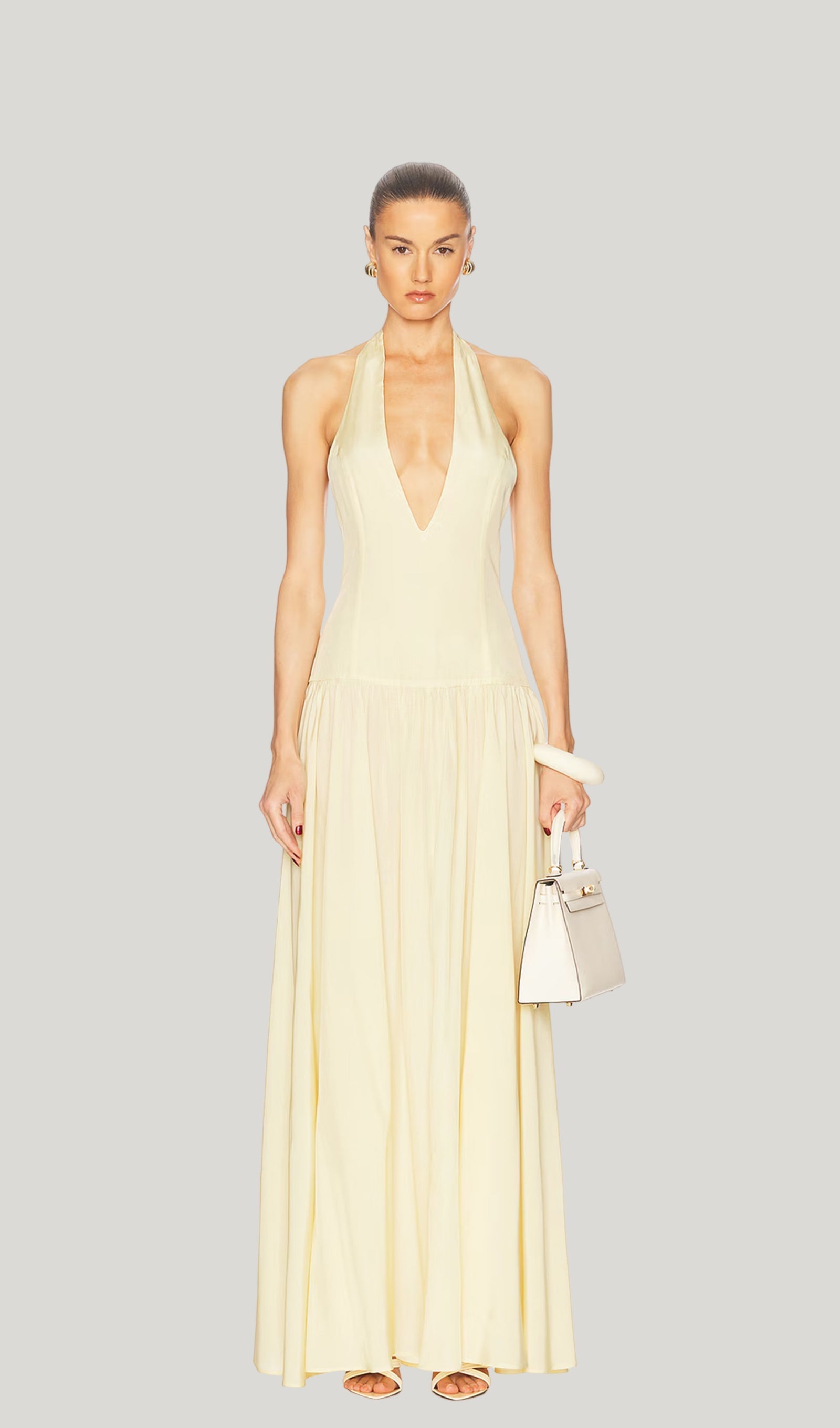 Halter V Neck Maxi Dress