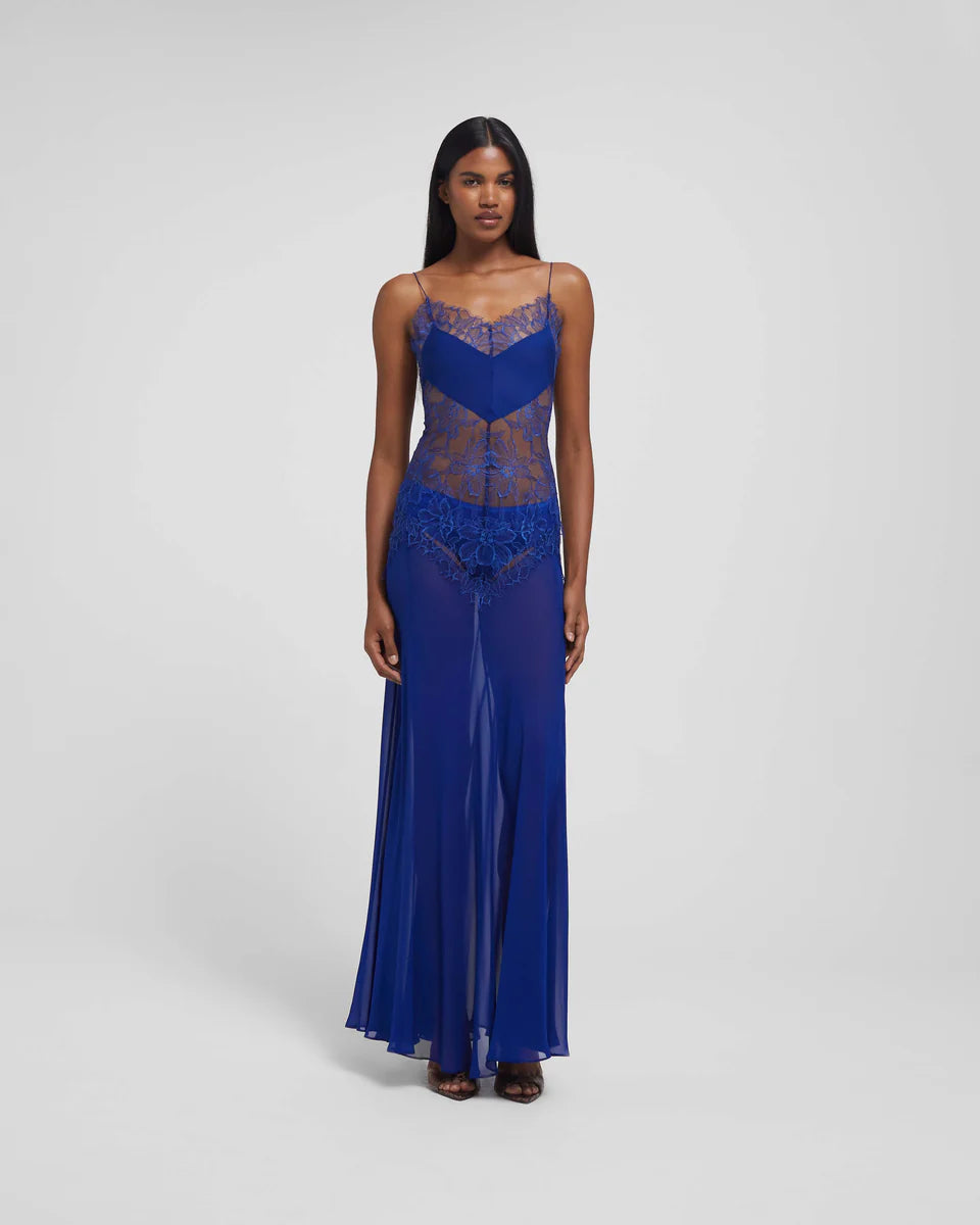 Lace Paneled Spaghetti Strap Maxi Dress