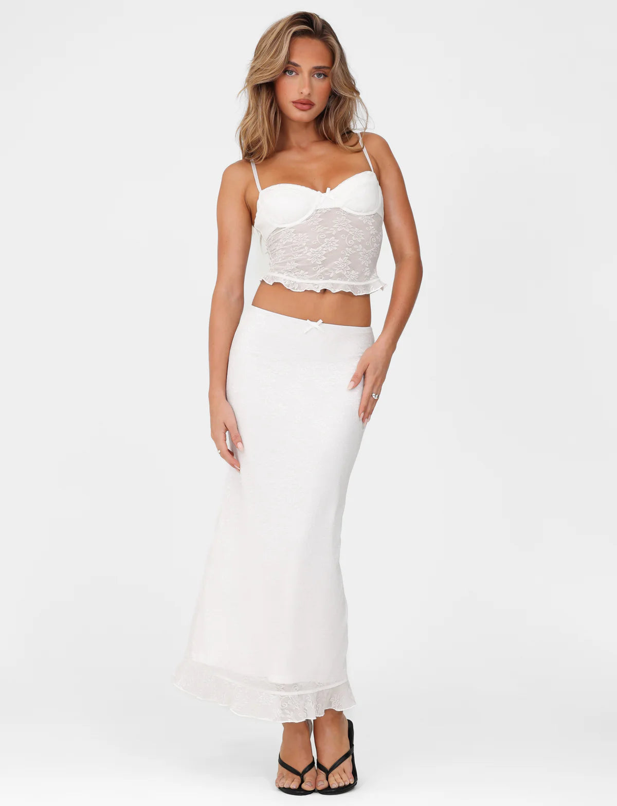 Spaghetti Strap Corset Lace Top and Skirt Set