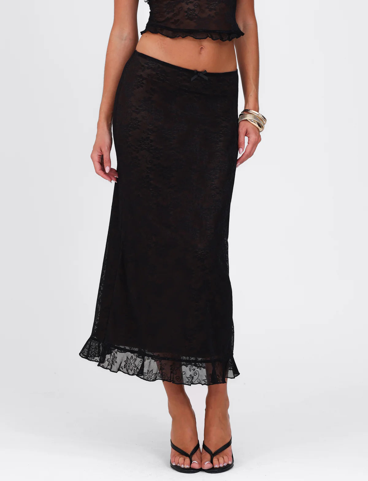 Spaghetti Strap Corset Lace Top and Skirt Set