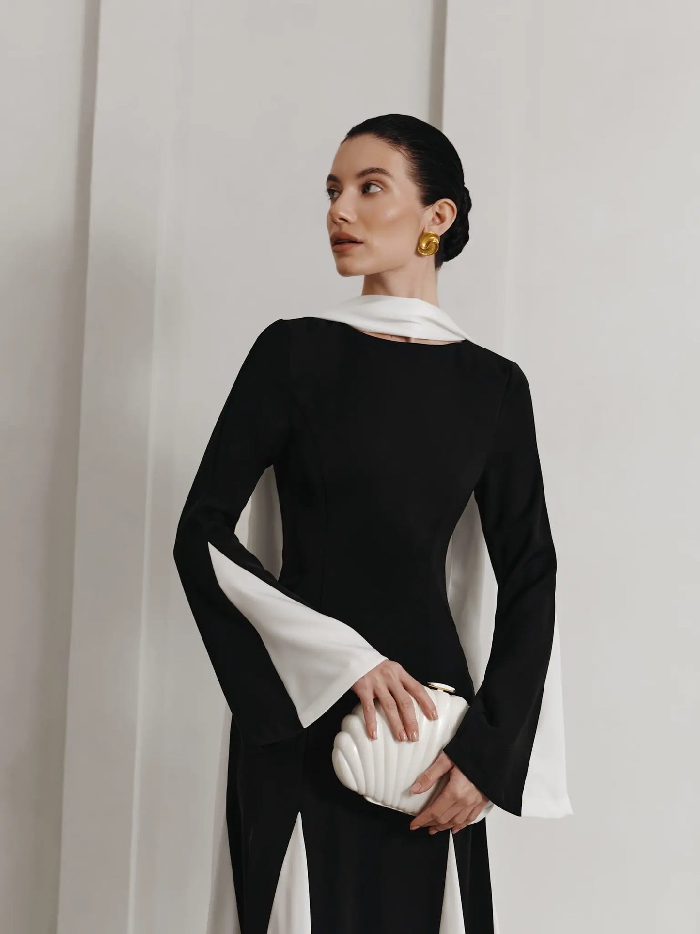Knitted maxi dress with triangular inserts