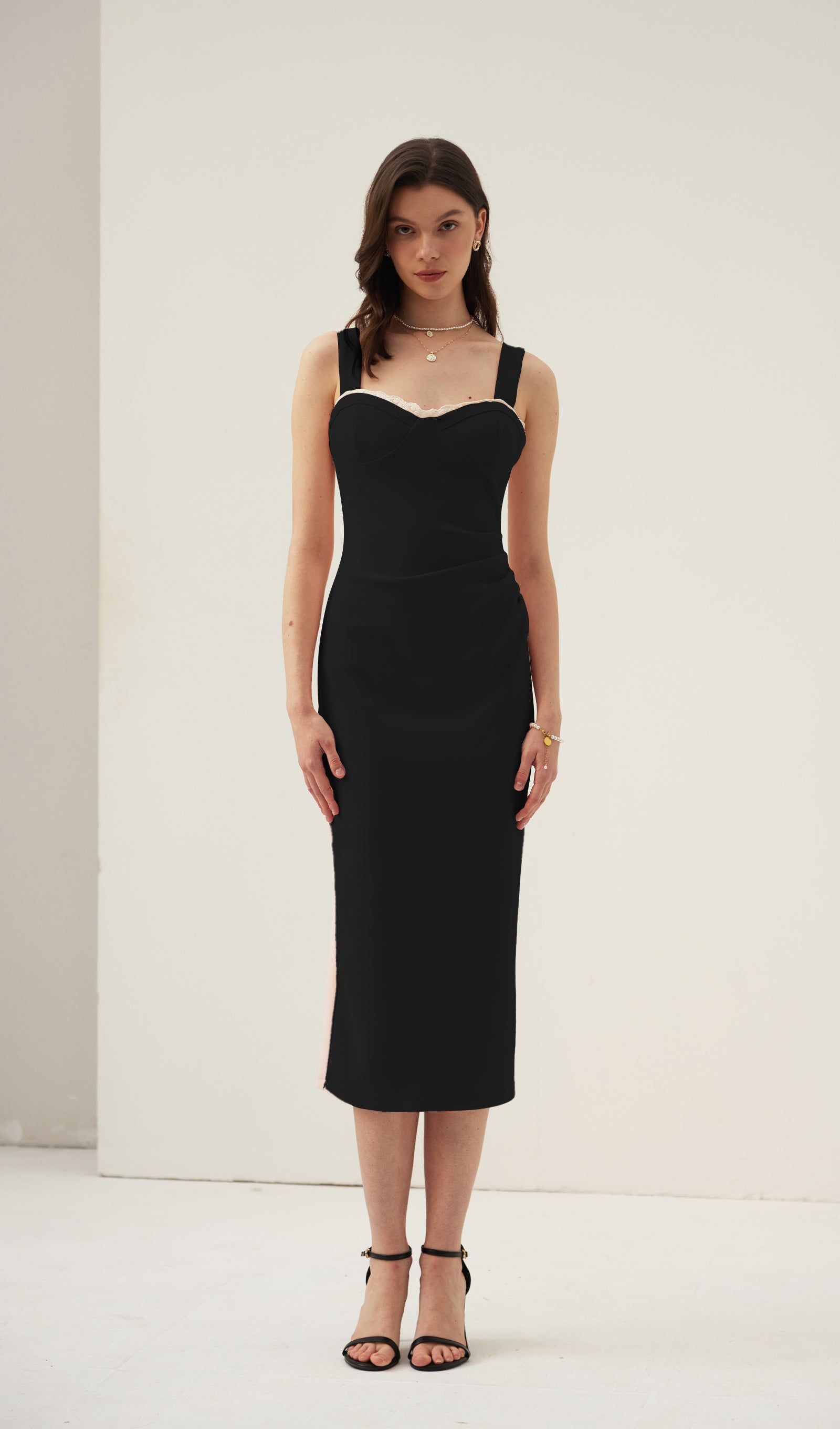 Solid A Line Midi Dress