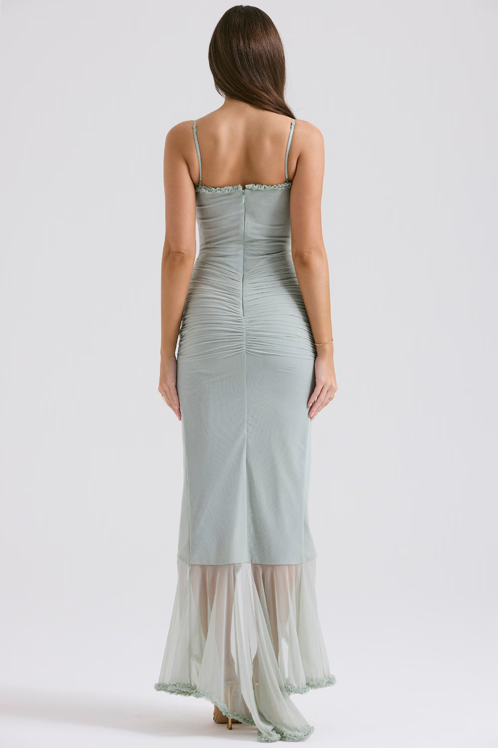 Spaghetti Strap Front Cutout Draped Hem Dress