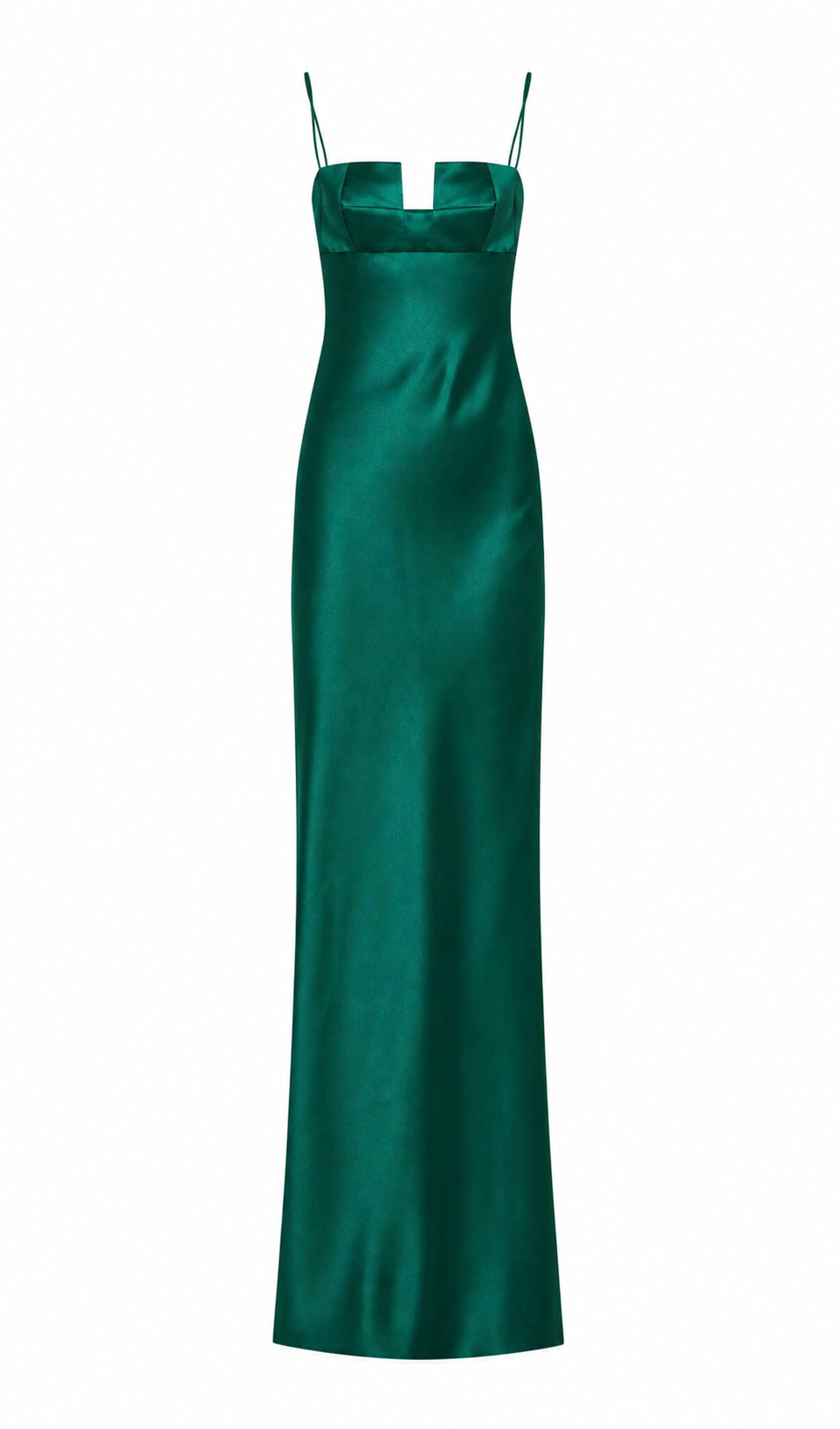 Spaghetti Strap Deconstructed-Bust Backless Acetate Satin Green Evening Gown
