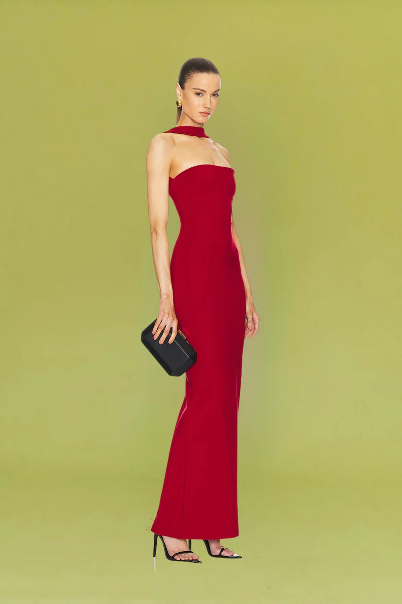 Neck-Wrap Strap Strapless Dress
