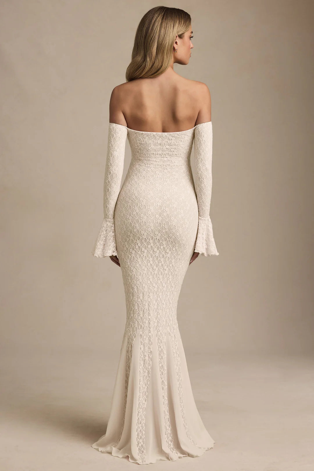 Strapless Long Sleeve Lace Mermaid Dress