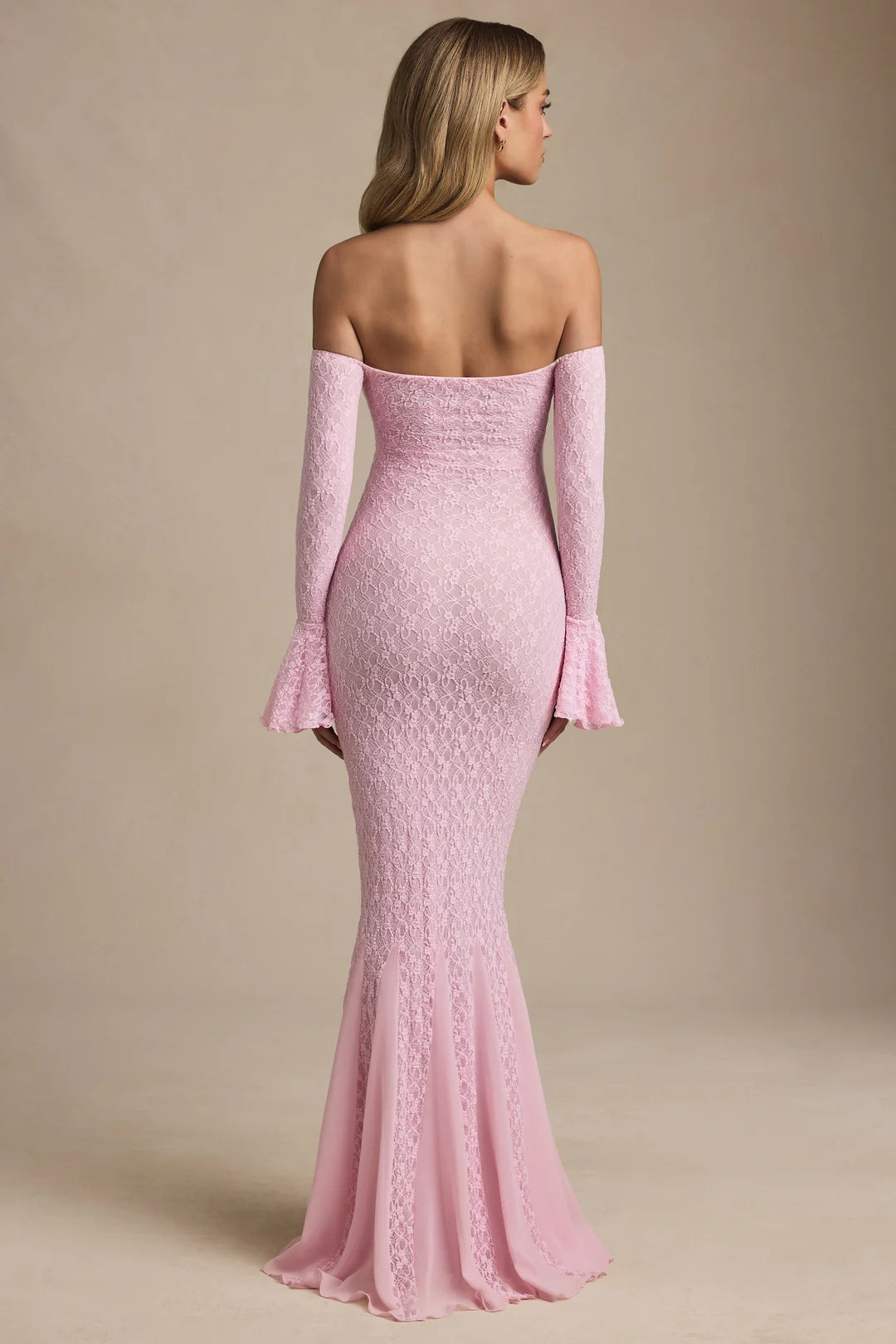 Strapless Long Sleeve Lace Mermaid Dress