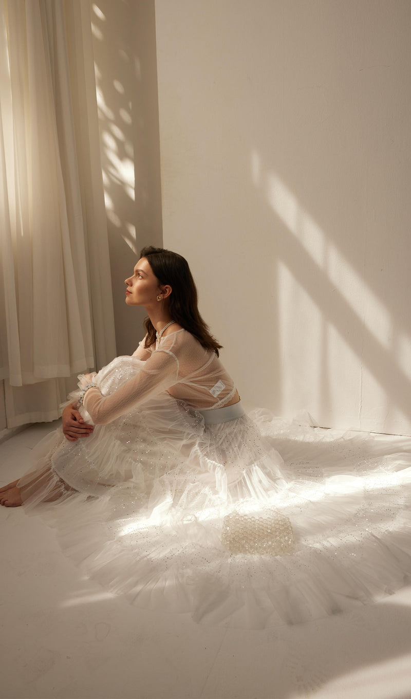 Lace Pleated Panel Skirt