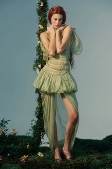 Halter Scarf-Style Backless Ruched Draped Crinkle Dress
