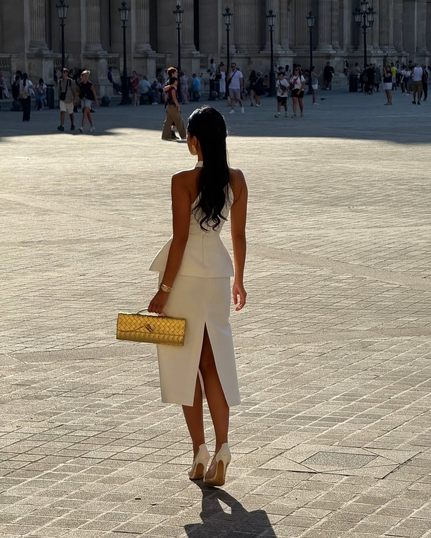 Halter V-Neck Backless Top & Straight Skirt Set