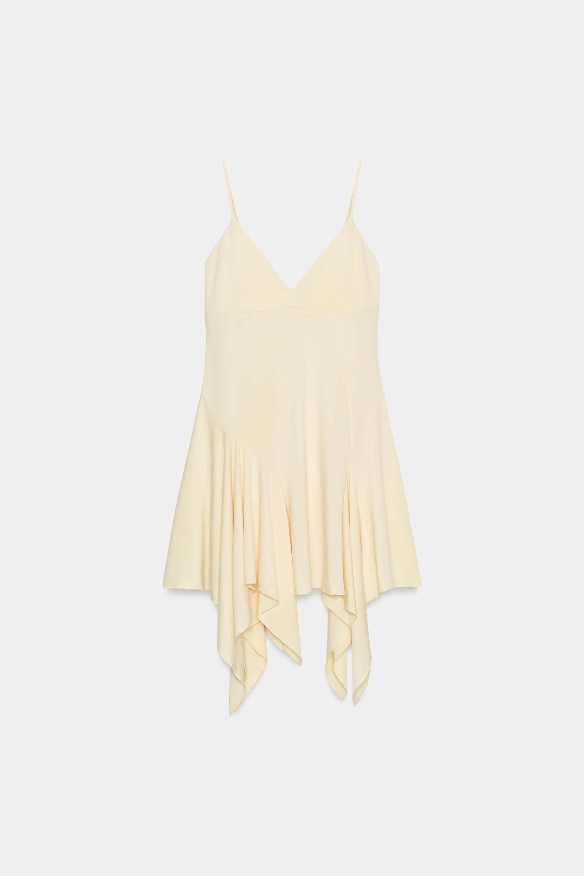 Spaghetti Strap V-Neck Asymmetric-Hem Mini Dress