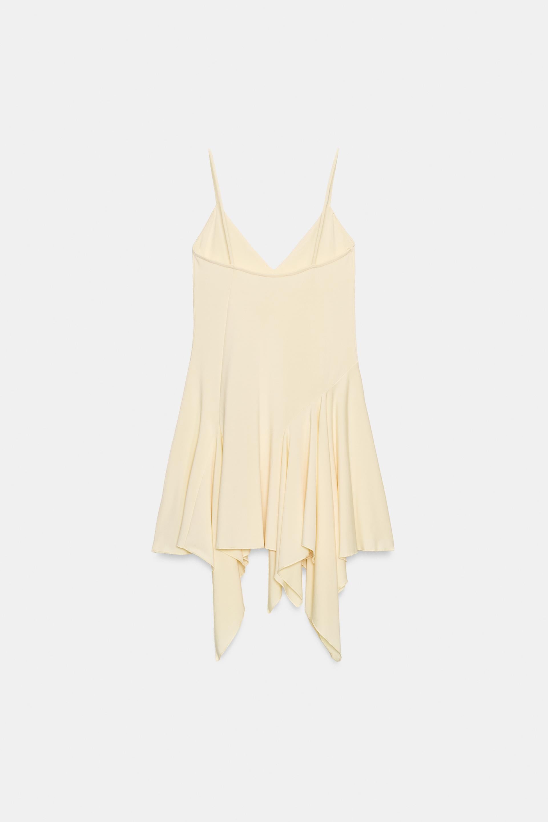 Spaghetti Strap V-Neck Asymmetric-Hem Mini Dress