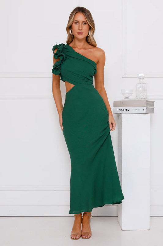 One Shoulder Maxi Dress Yellow