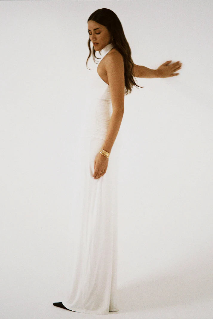 High-Neck Tank-Style Scarf-Detail Bodycon Dress