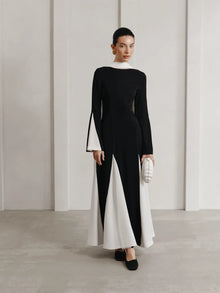 Knitted maxi dress with triangular inserts