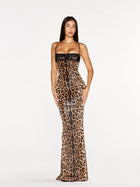 Spaghetti Strap Lace-Trim Sequin Leopard Bodycon Mermaid Dress